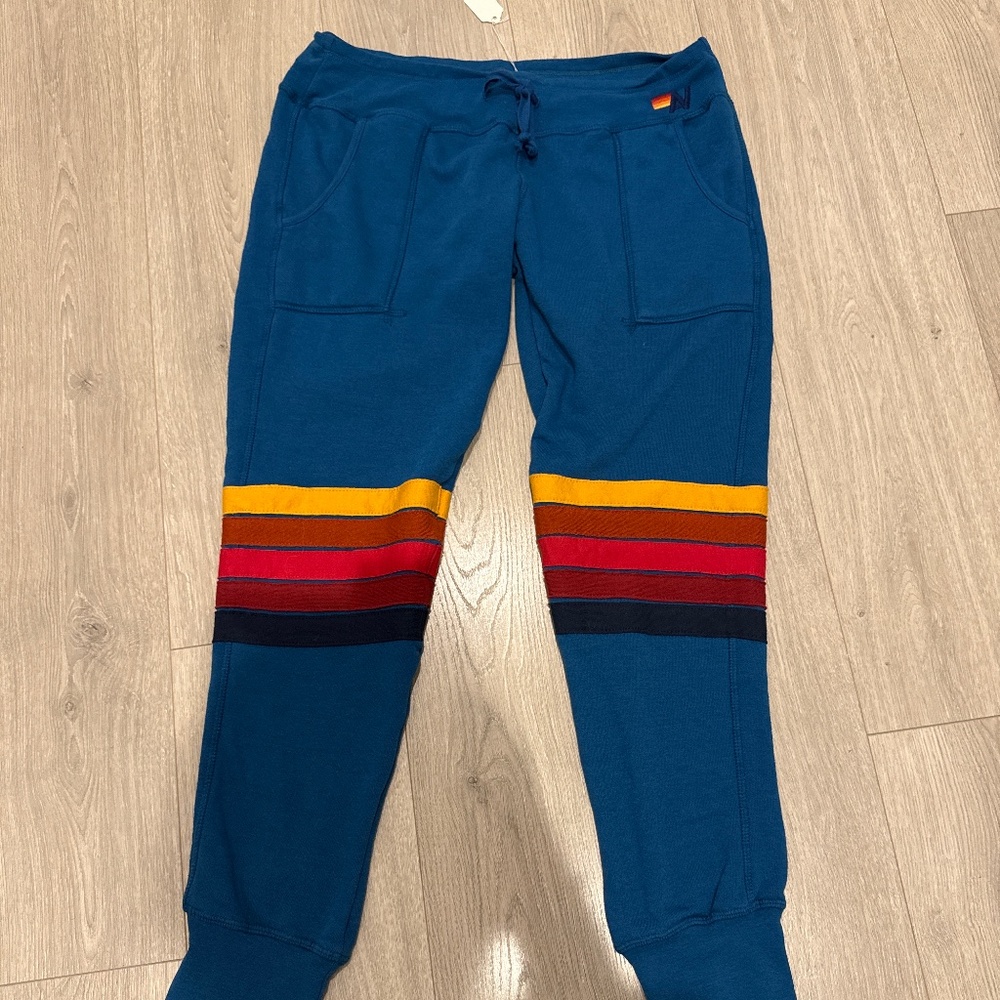 NWT Aviator Nation Joggers. Size Large with tags blue
